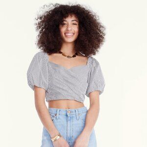J.Crew Puff Sleeve Organic Cotton Cropped Top – Stripe – Size XS – Like New